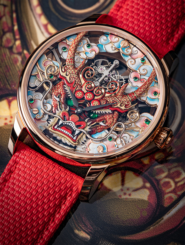 红金镂空陀飞轮腕表龙头面具特别款<br>(Tourbillon Skelet Red Gold - Dragon Mask)