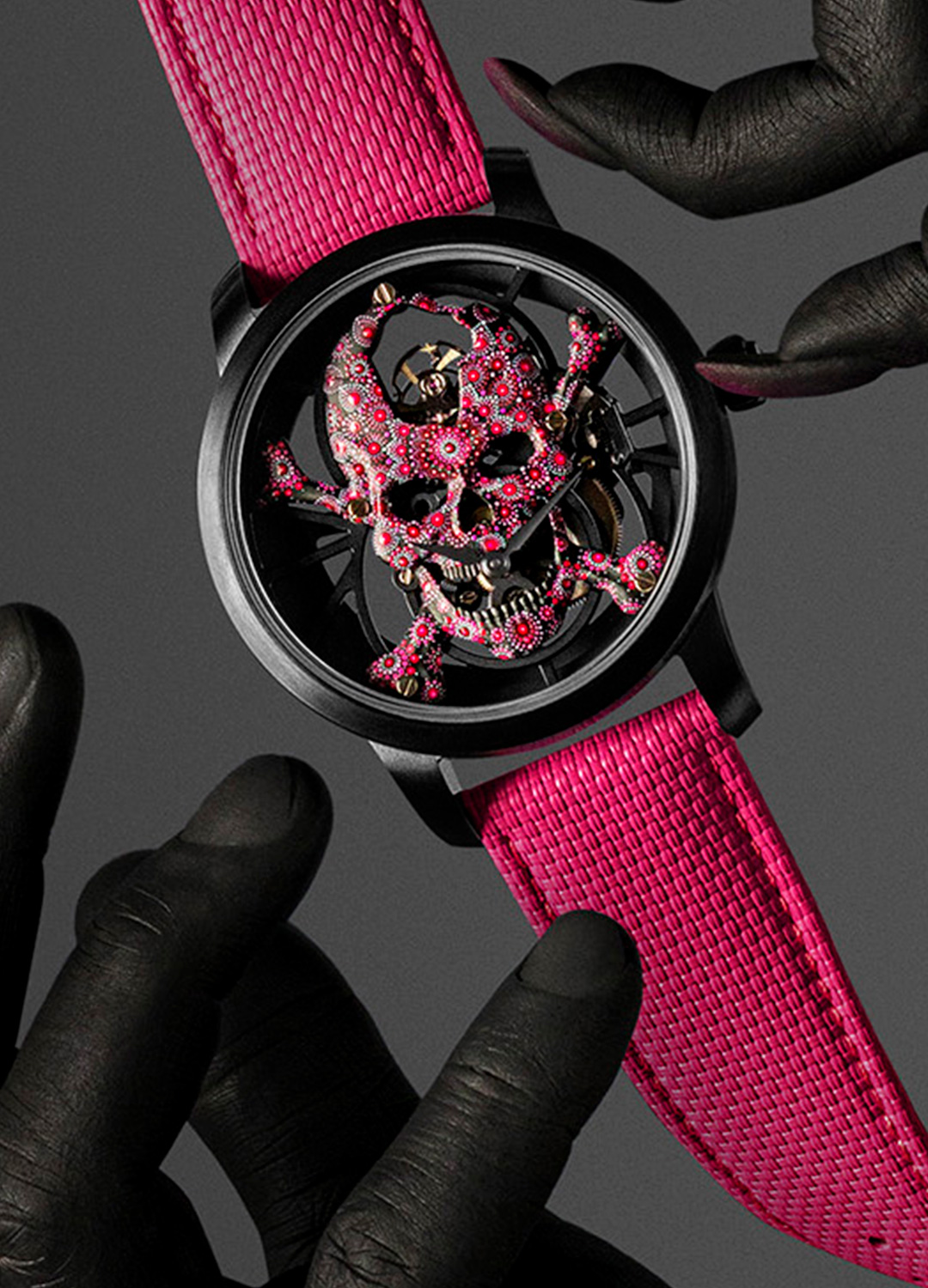 Tourbillon Skelet Ceramic - Skull Pink Pointillism